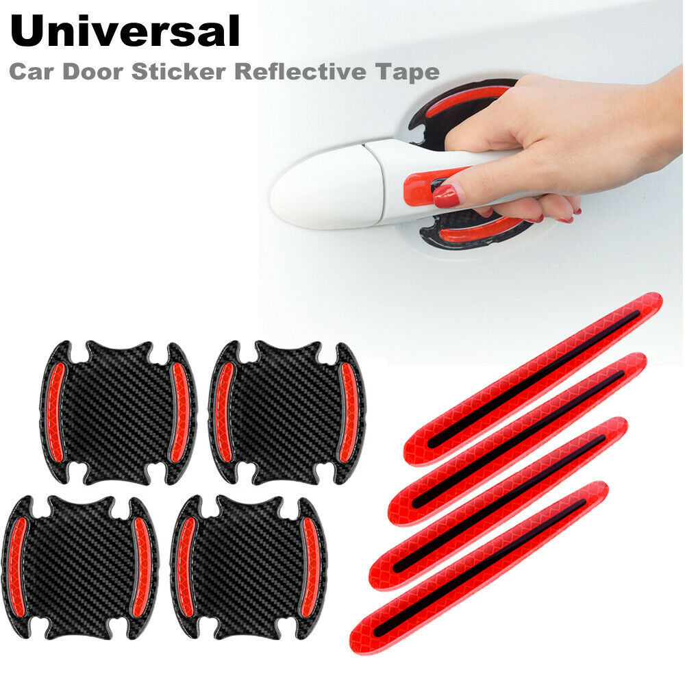 8PCS Car Exterior Door Stickers Reflective Tape Night Safety Anti-Scratch Trim