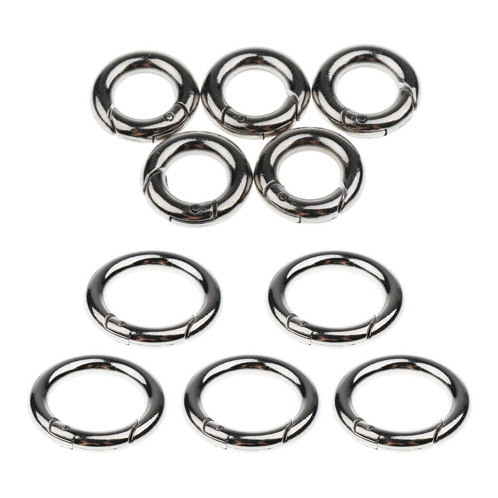 10pcs Key Rings Plated Open Hook Carabiner Ring Connector Keychain 20mm