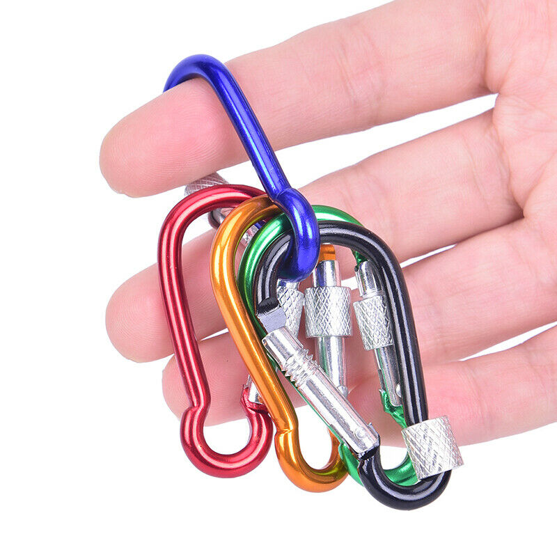 5Pcs/set Spring Lock Carabiner Snap Hook Hanger Locking Clip Keychain Cam.l8