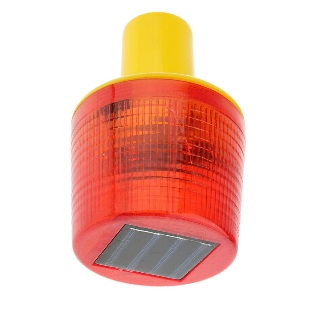 Solar Powered Warning Light Round Signal Beacon Red