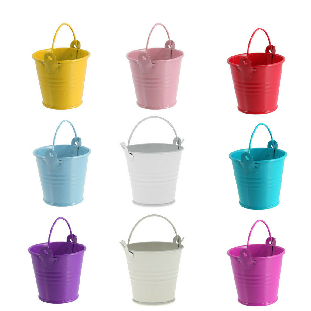 Mini Metal Bucket Candy Box Pails Flower Planter Wedding Party Favor White M
