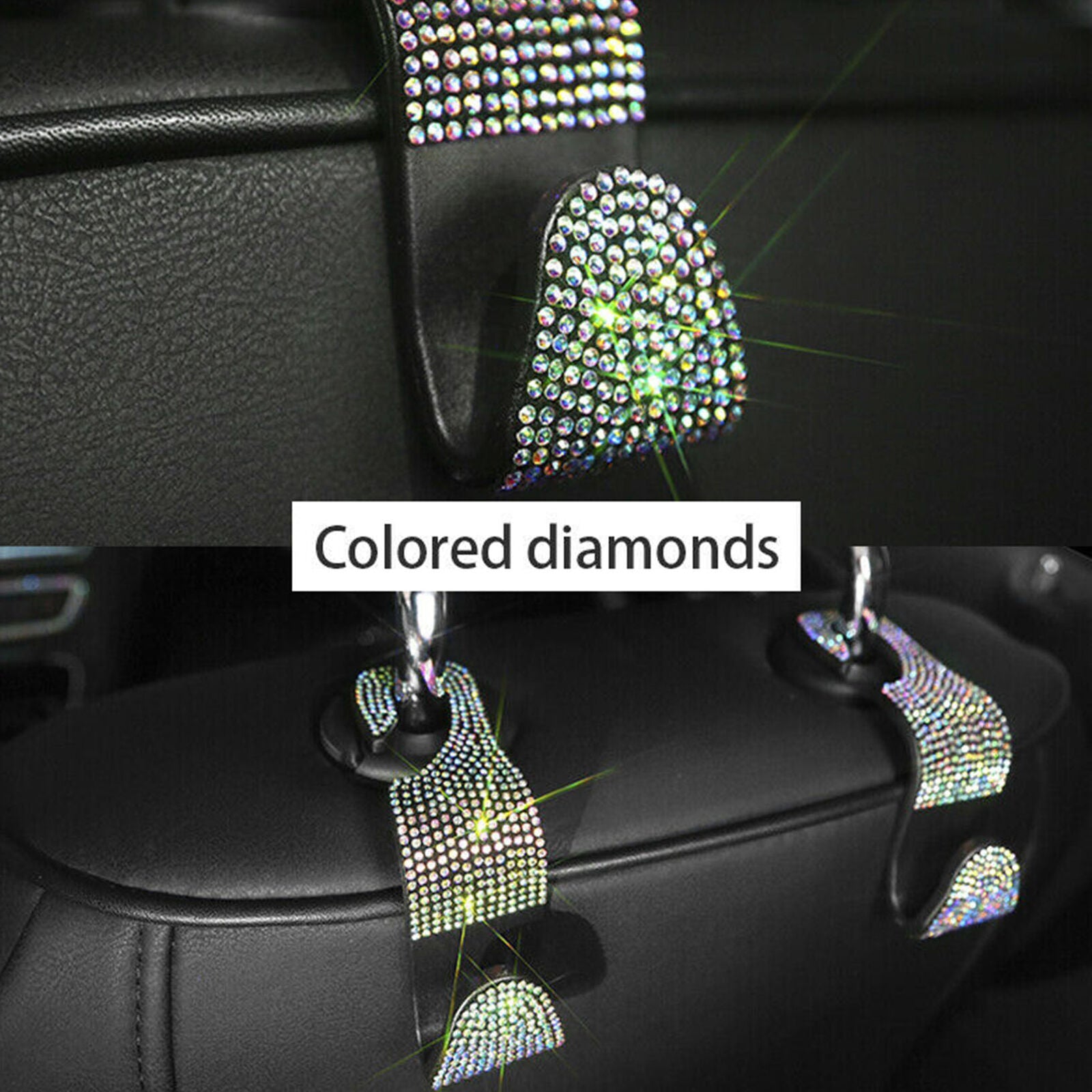 Shiny Crystal Car Seat Headrest Hook Backseat Hanger Bag Cloth Hanging Holder X1