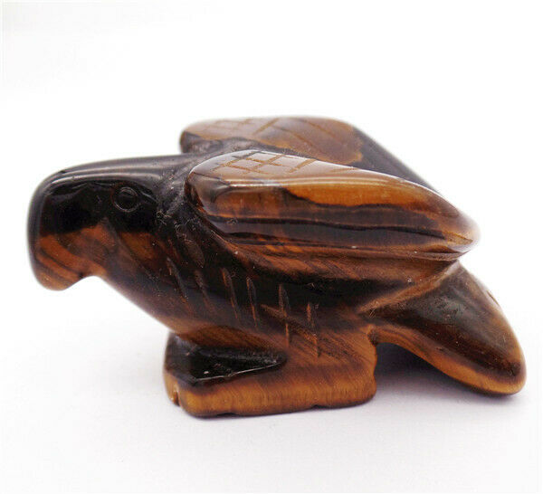 50x30x26mm Natural Tiger Eye Gem Carved Eagle Decoration Statue Decor HH8076
