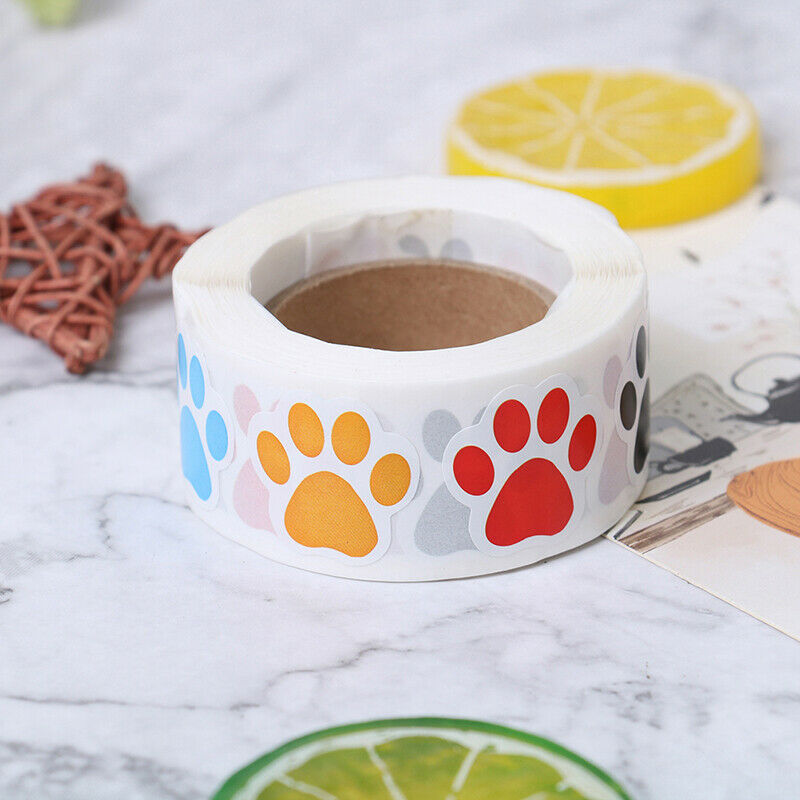 500pcs Dog Cat Bear Paw Labels Stickers of 6 Colors Sealing Label Decorat.l8