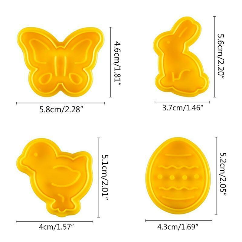 4pcs/set Butterfly,Rabbit,Chick,Easter Egg Shape Animal Plastic Fondant Cookie