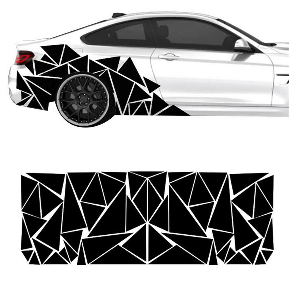 200 x 60cm Car Truck Body Stickers Decals Glossy Black Triangles Look Waterproof