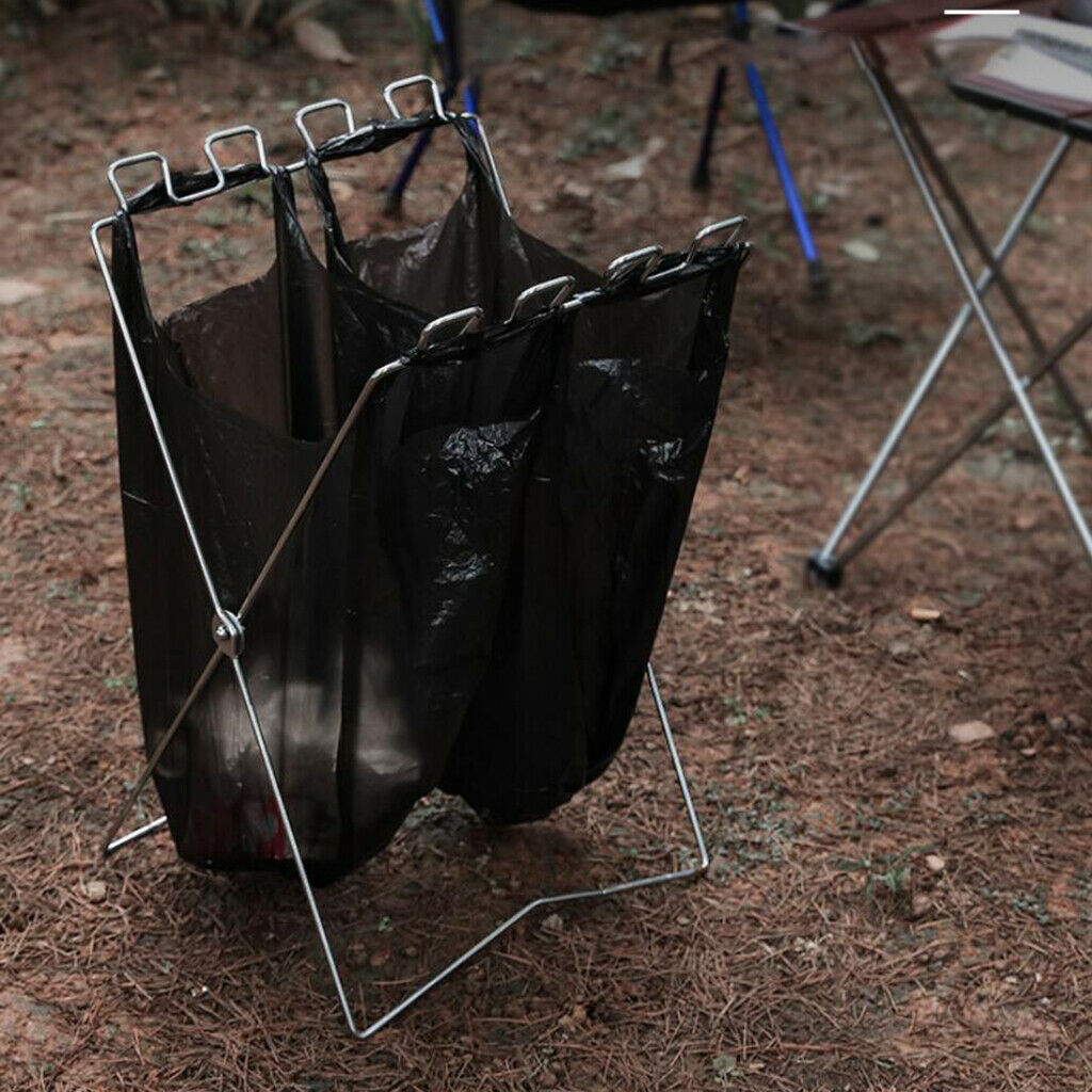 Folding Trash Bag Holder Stand Outdoor Storage Kitchen Indoor Outdoor Use
