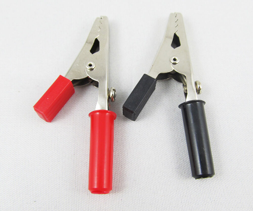 10pcs Plastic Insulated Alligator Clip to 4mm Banana Female Test Adapter 55mm
