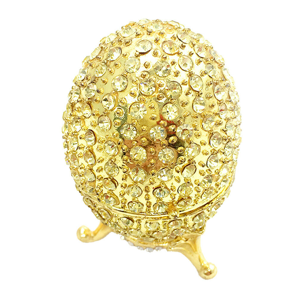 Rhinestones Enamel Egg Shape Jewelry Trinket Box Storage Gift Home Decor