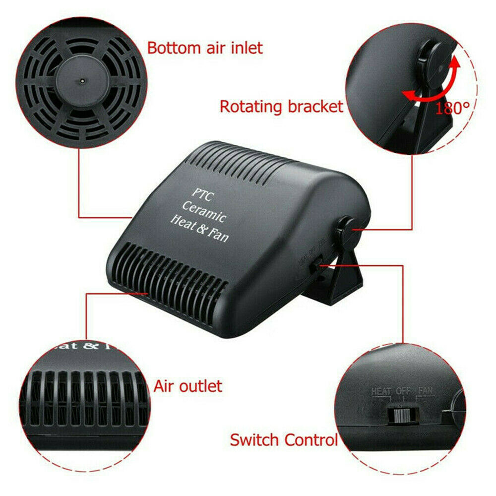 150W 12V Car Fan Heater Defroster Cooler Dryer Demister Auto Portable Heating