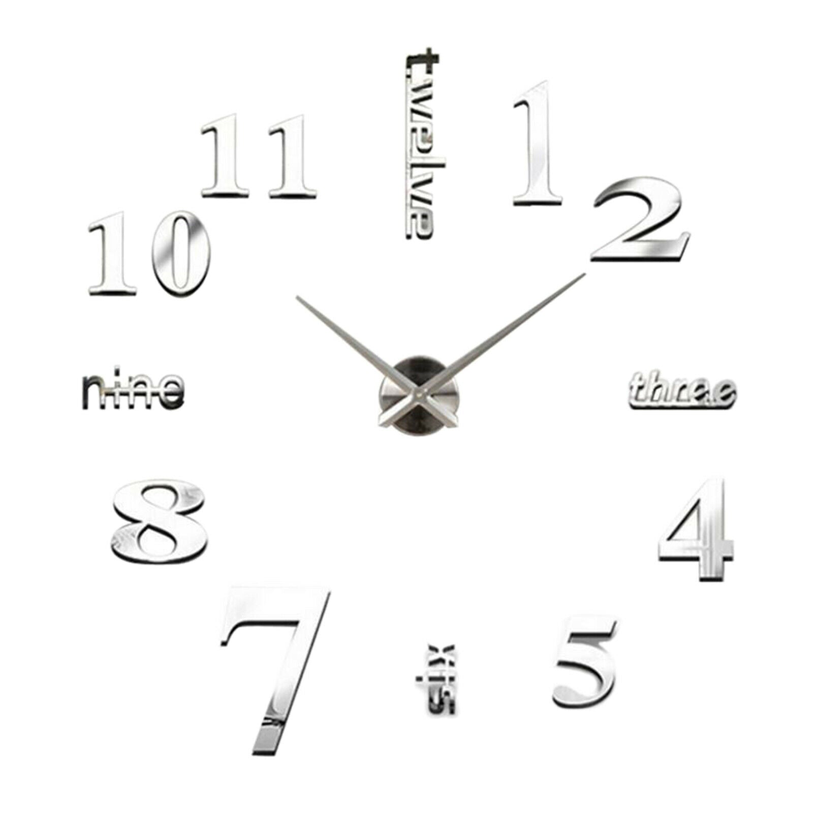 Mirror Wall Clock DIY Wall Stickers Modern Big Home Living Room Office Decor
