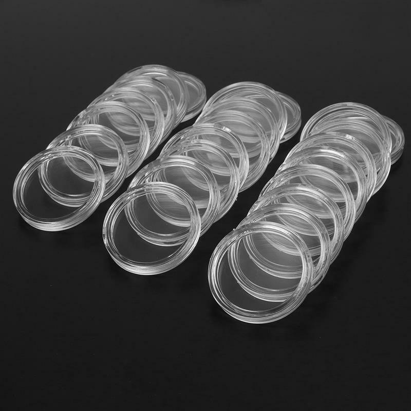 100PCS Clear Coin Capsules Coin Case Holders 25mm Containers Storage Boxes