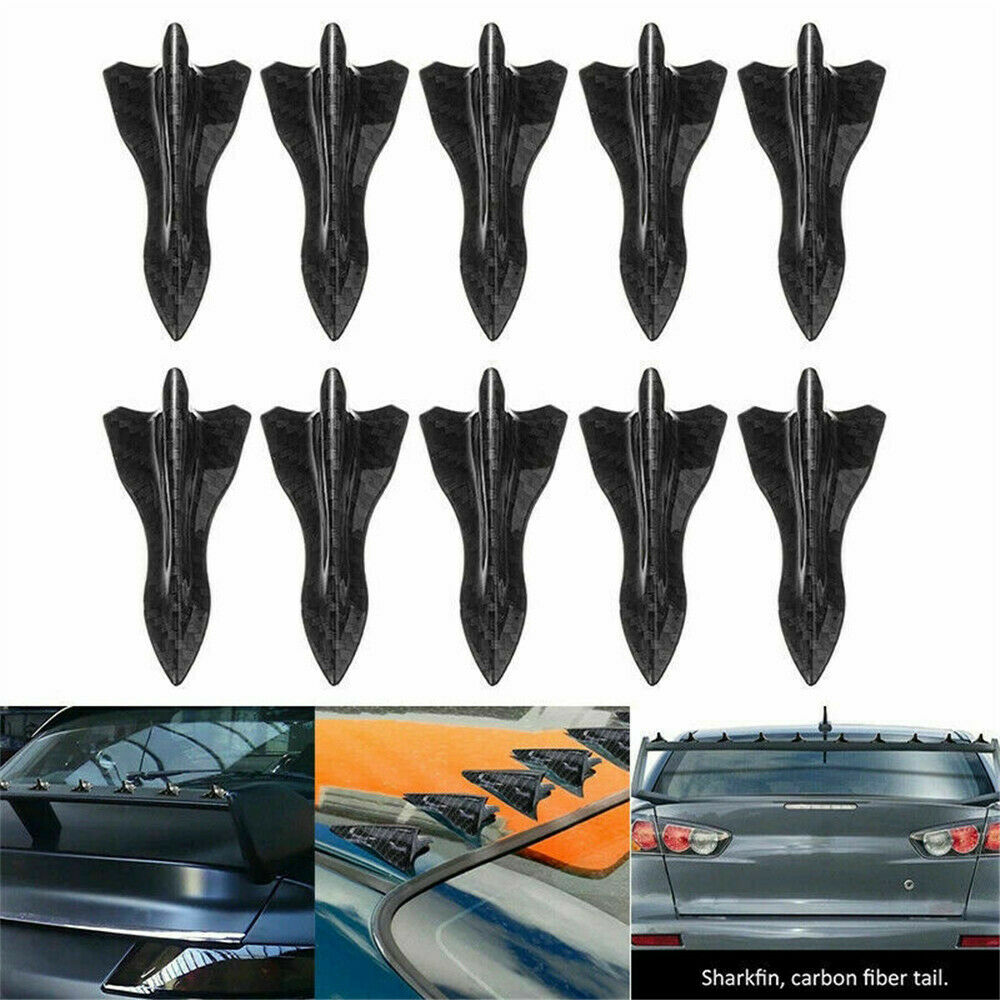 10Pcs/Set Carbon Fiber Shark Fin Diffuser Generator Car Wing Roof Spoiler Bumper