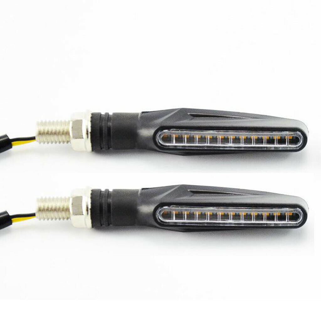 2pcs Motorcycle Flowing LED Turn Signal Indicator Light 12V Universal Amber