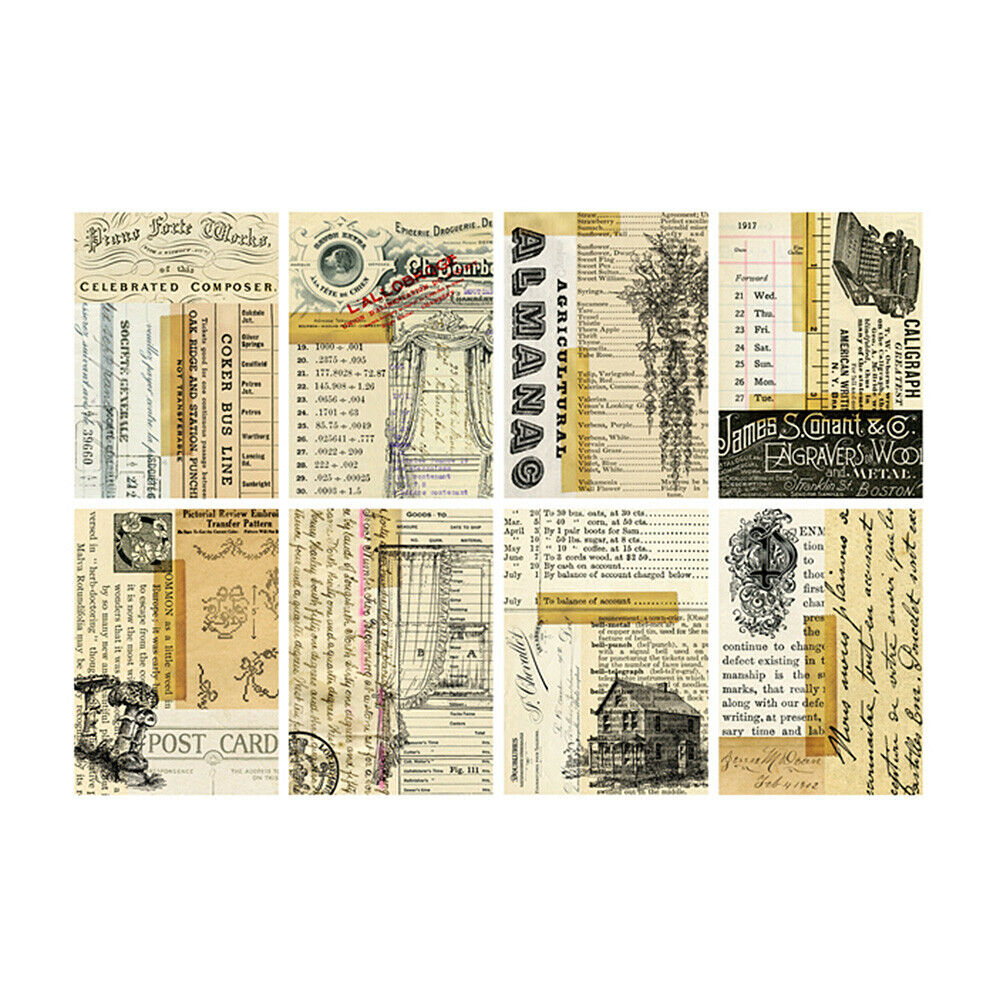 8pcsRetro Paper Pad Scrapbooking Single-sided Cardstock DIY Junk Journal Decor