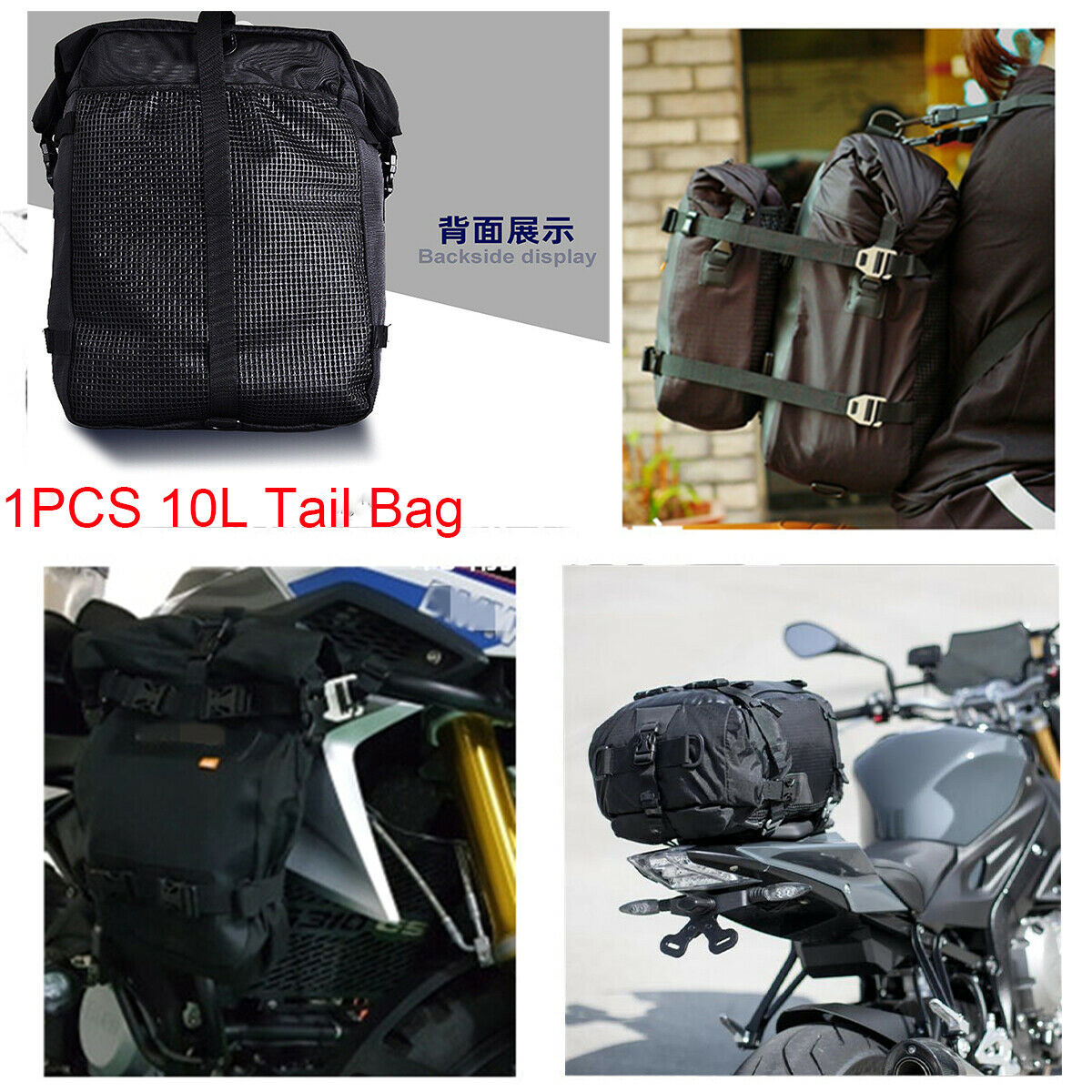 1PCS 10L 30 * 20 * 12CM Universal Motorcycle Back Seat Storage Backpack Black
