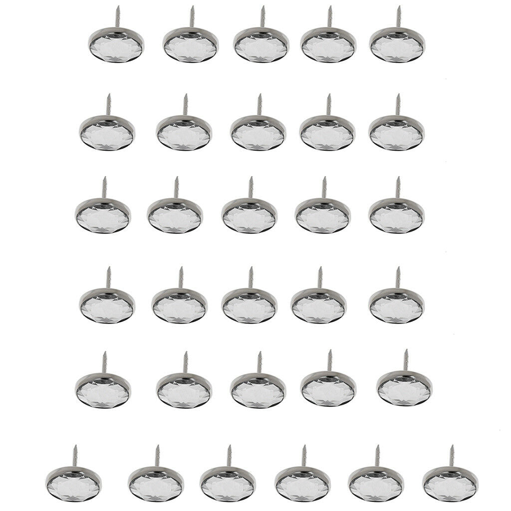 25pcs Diamante Sofa Headboard Upholstery Nails Buttons Tacks Stud Pins 20mm