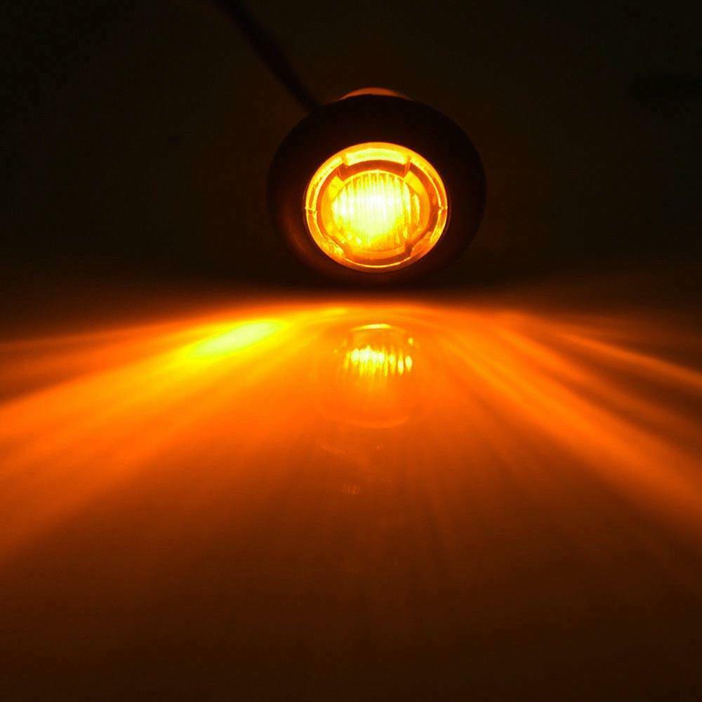 10Pcs 3/4" Round LED Clearence Front Rear Side Marker Indicators Light Truck Car