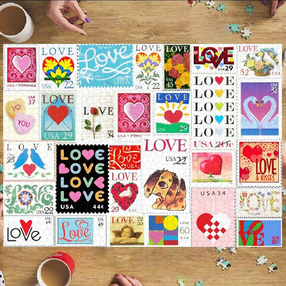 200 Pieces Lover Stamps Jigsaw Puzzle Brain Exercise Puzzle Games for Couple