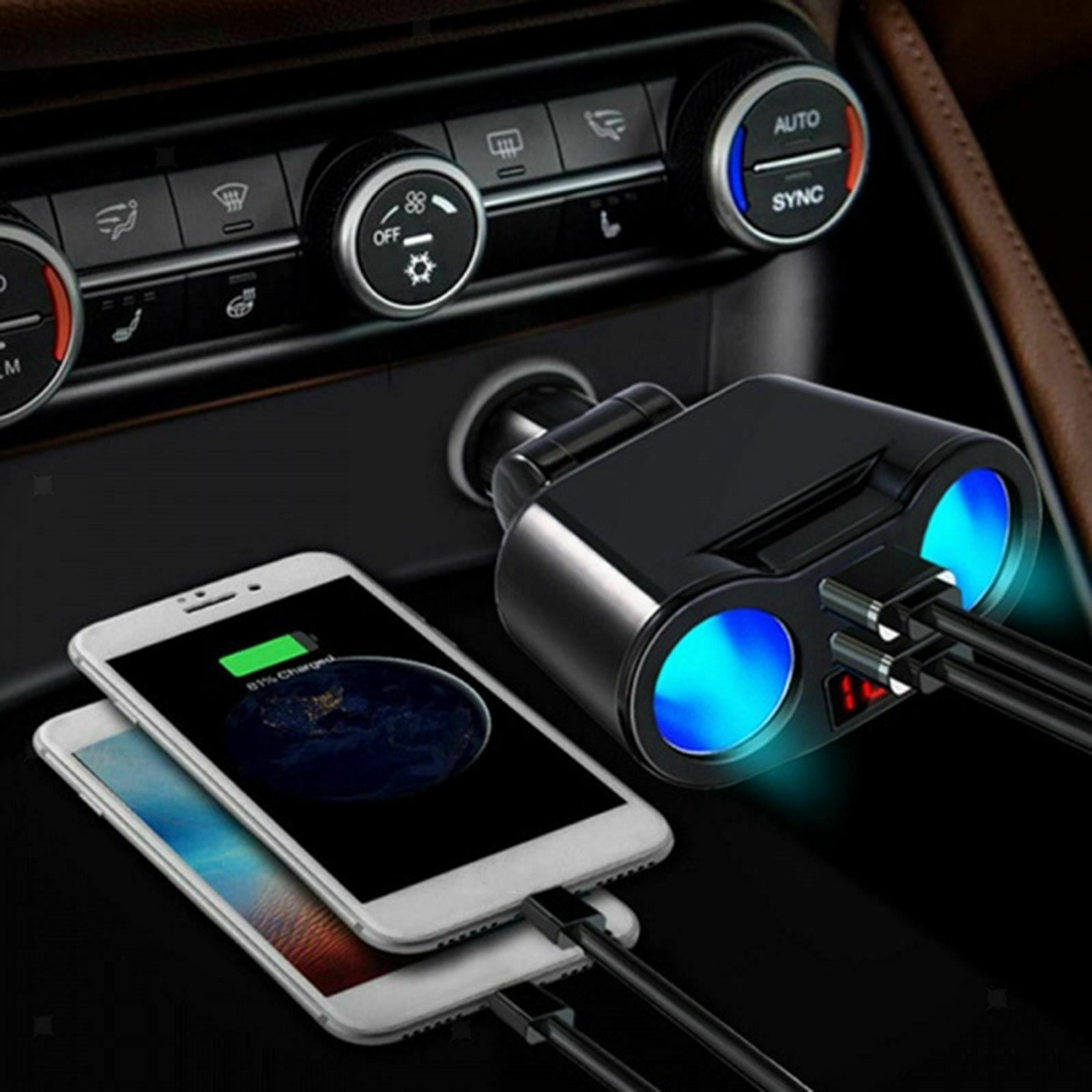 ABS Car Interior Cigarette Lighter Adapter Charger Parts for Smartphones MP3