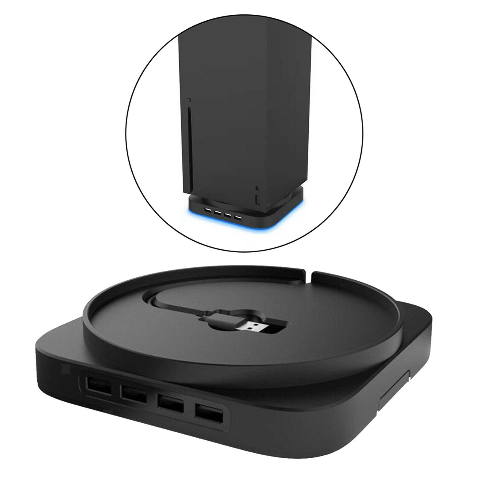 Blue Light Vertical Stand USB Hub for Xbox Series X Game Console Accessories