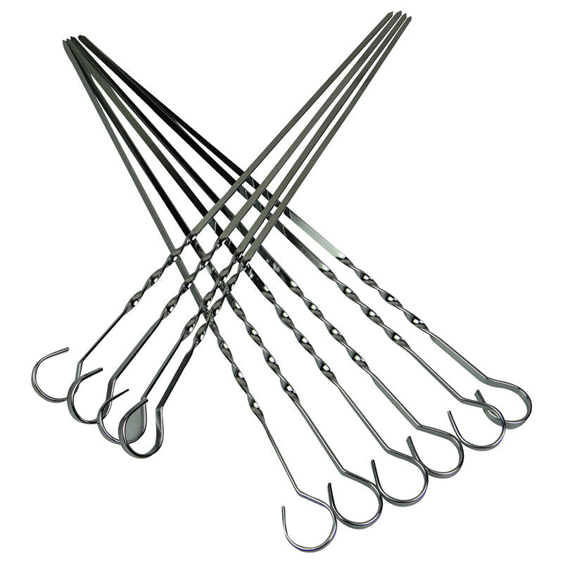 10X BBQ Barbecue Stainless Steel Grilling Kabob Kebab Flat Skewers Needle 38BDA