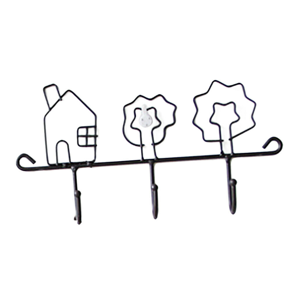 Crochet Wall Hook Door Garment Handbag Hat Self Adhesive Iron - House and Tree