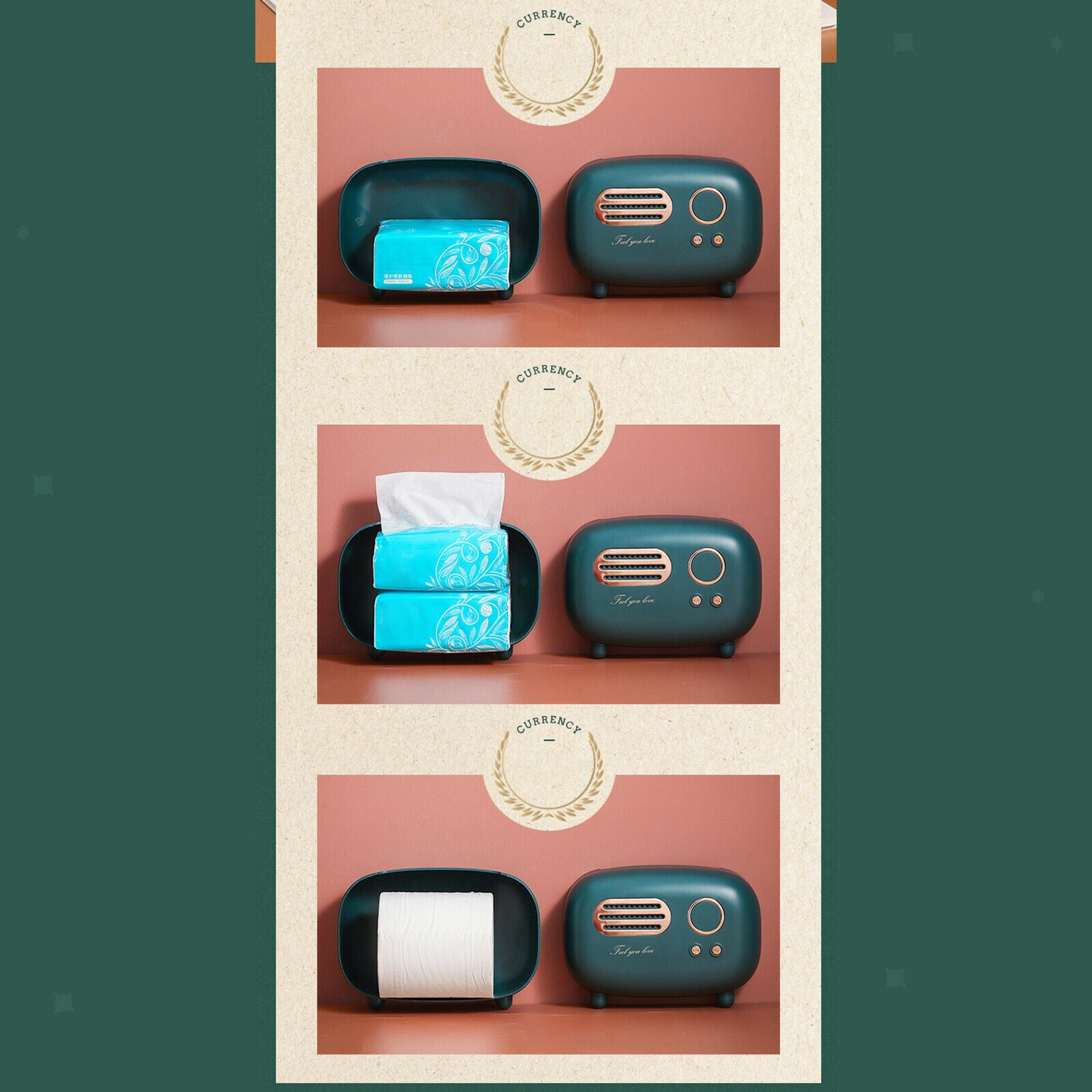 Tissue Box Bathroom Tissues Holder Case Restaurant Napkin Dispenser Greens