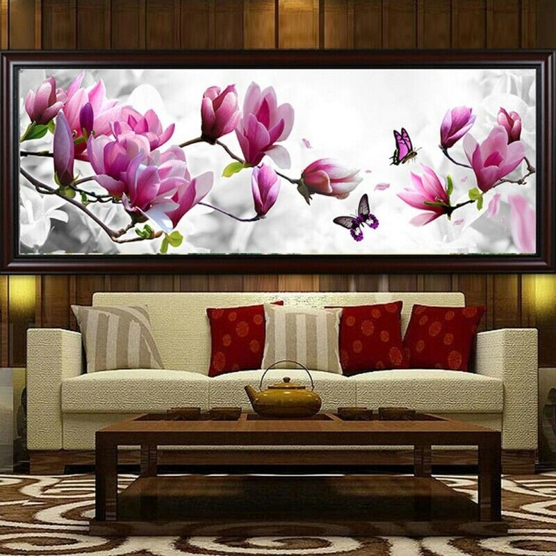 5D Embroidery Butterflies Magnolia Round Diamond Painting Cross Stitch Kits