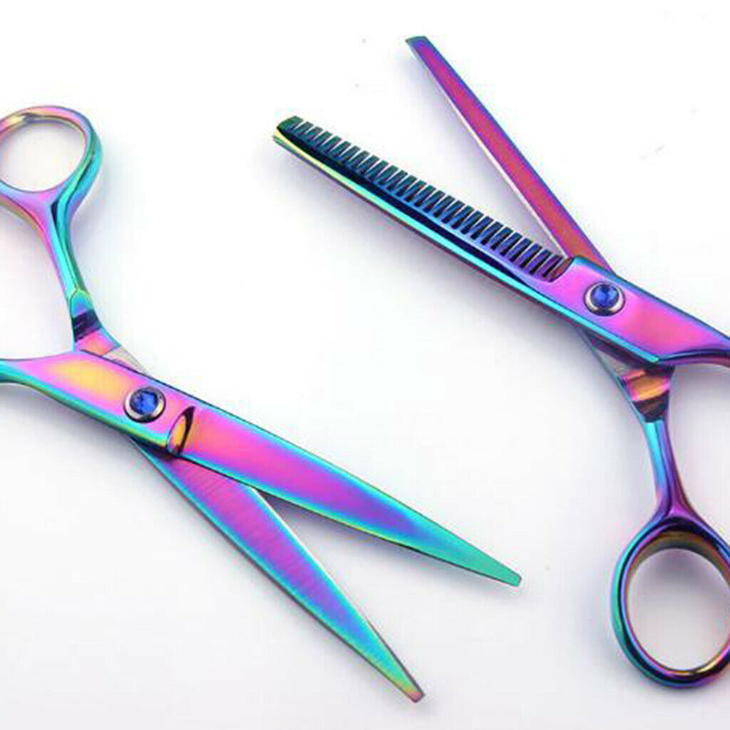 6Pieces Professional Scissors Thinning Shears Comb Storage Case Home Kits