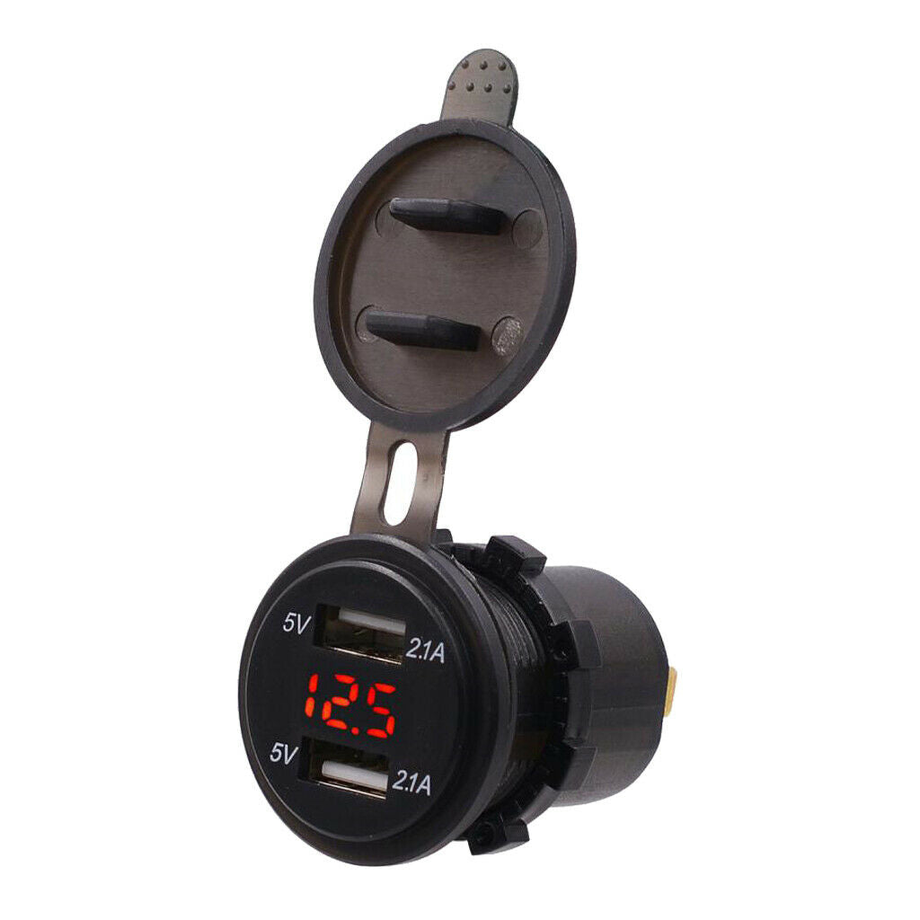 Car Charger USB Voltmeter LED Red Usage For Power Supply Portable Tablets