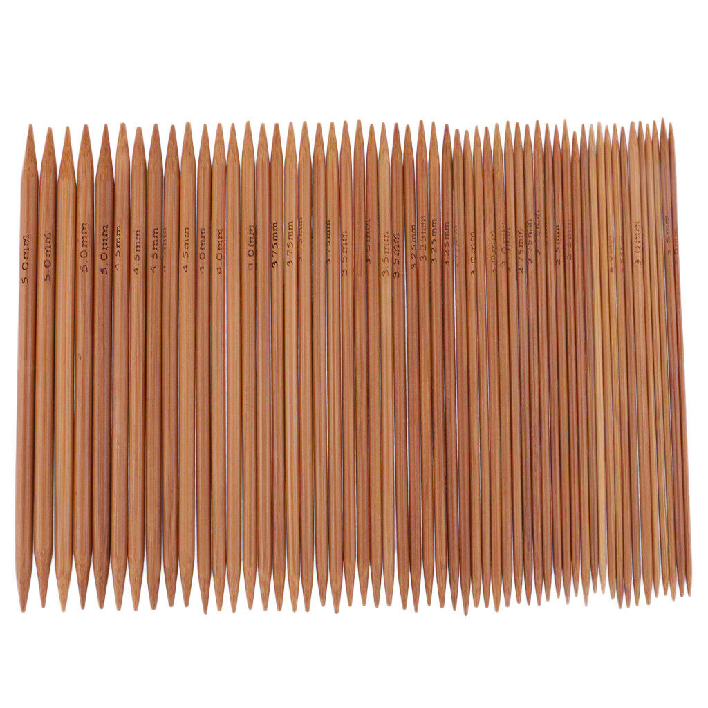 55pcs 11 Sizes 13cm Double Pointed Carbonized Smooth Bamboo Knitting Needles