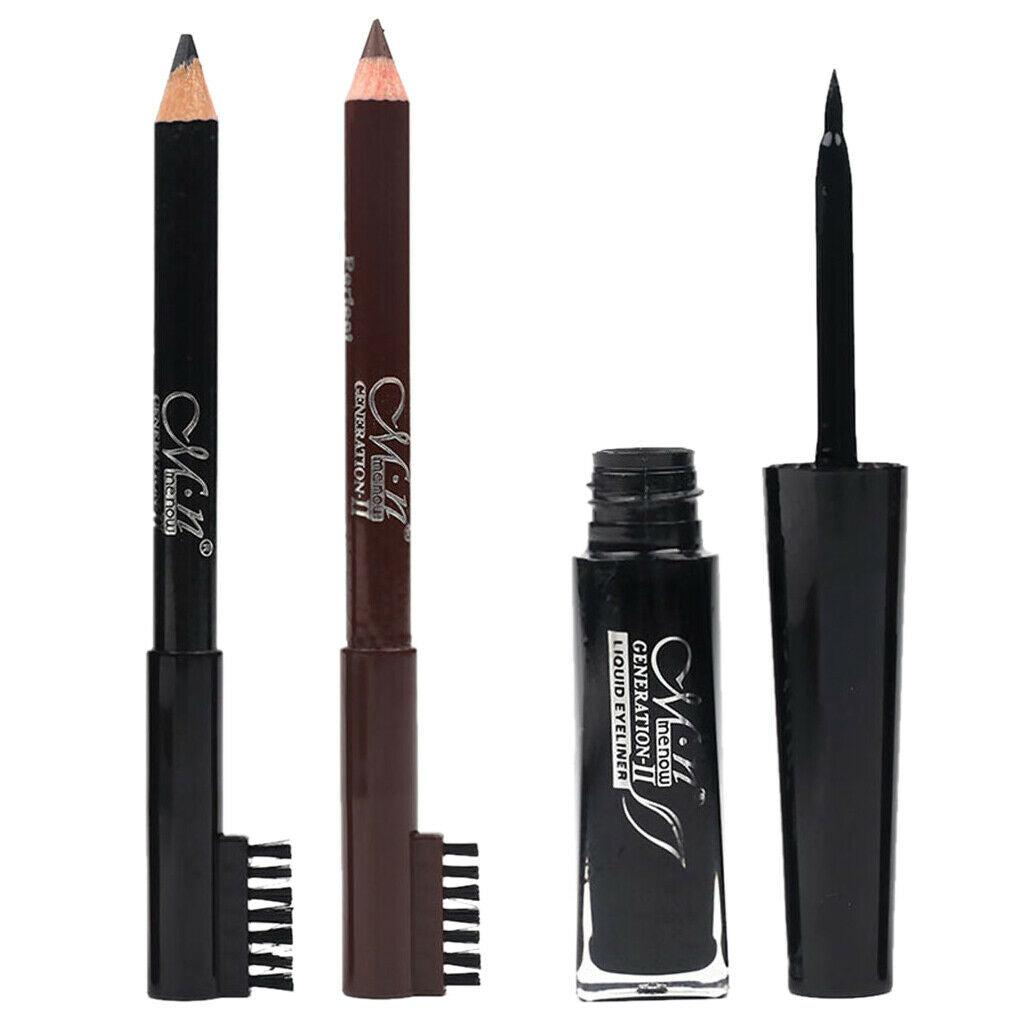 Natural Black Fiber Mascara Eyelashes Makeup Tool with 2 Pieces Eyebrow Pencils