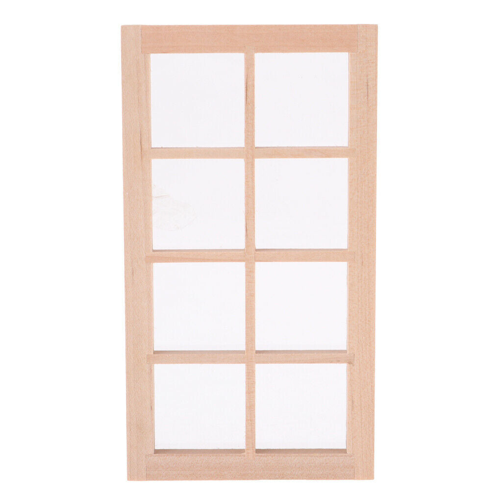 2 lot 1/12 Scale 8-Pane Door Window Frame for Bedroom Bathroom Kitchen