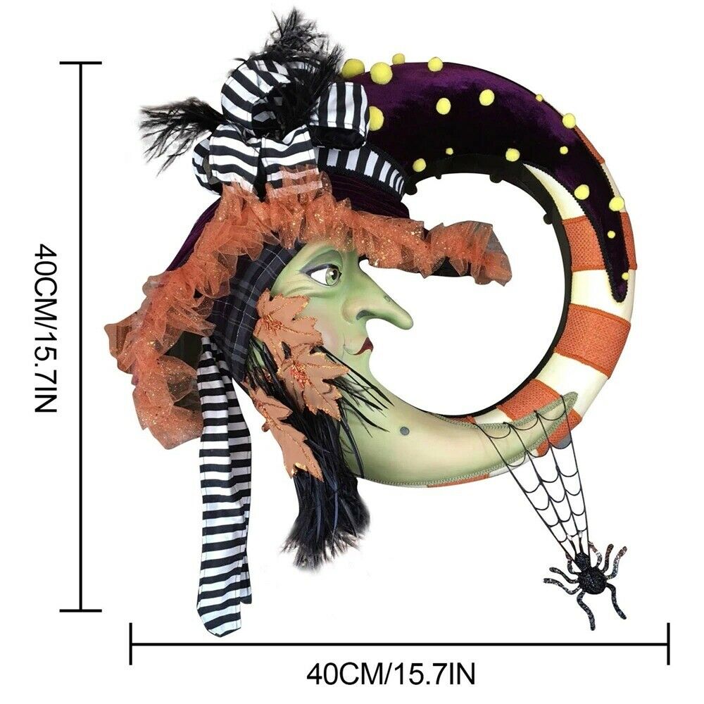 Halloween Witch Moon Wreath Pumpkin Home Party Supplies Door Hanging Decoration
