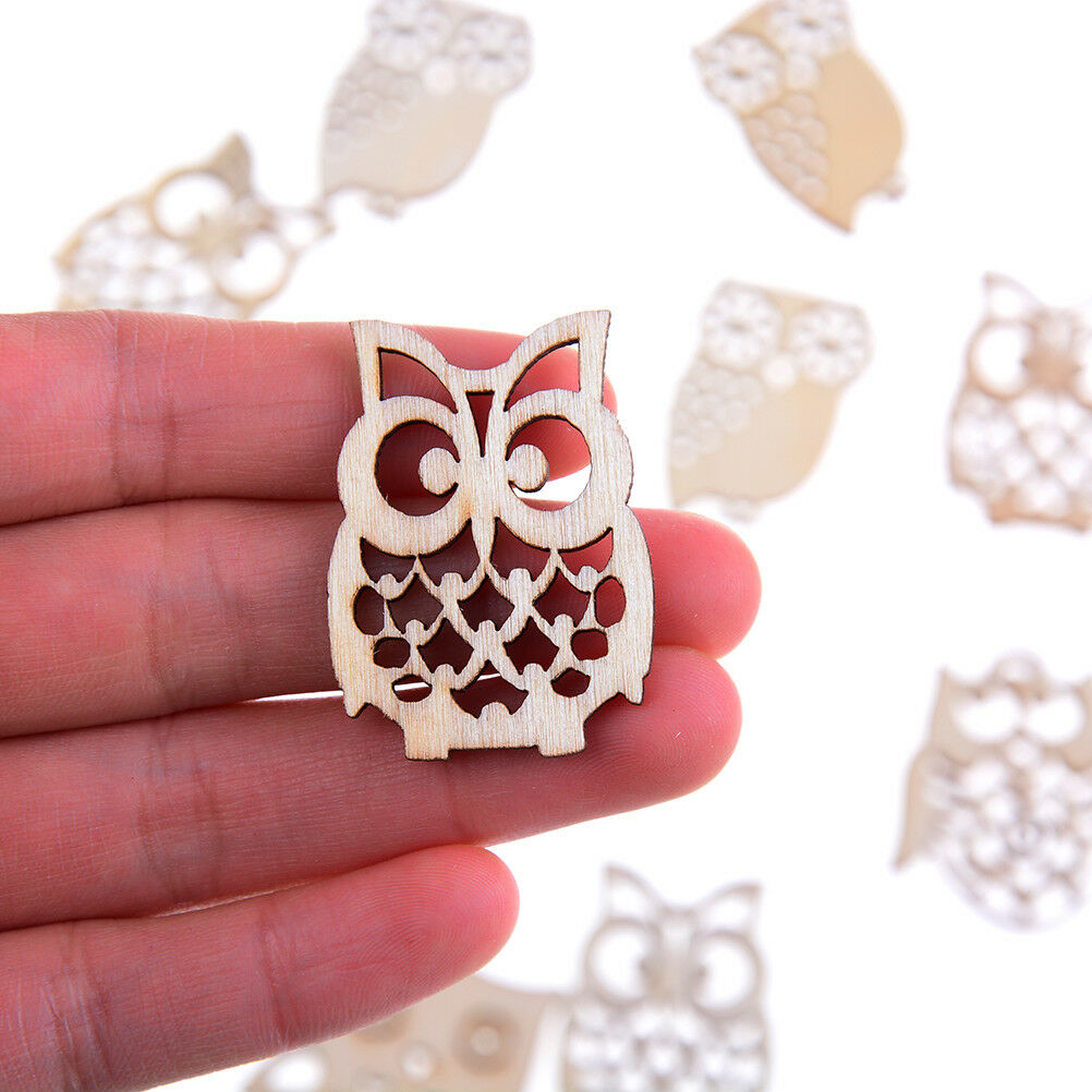 Sewing scrapbooking accessories mix natural owl shape wooden crafts handJ JfBDA