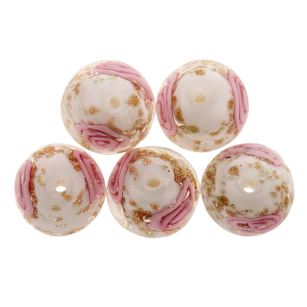 5pcs Lampwork Glass Round Beads for Jewelry Bracelet Making Craft DIY