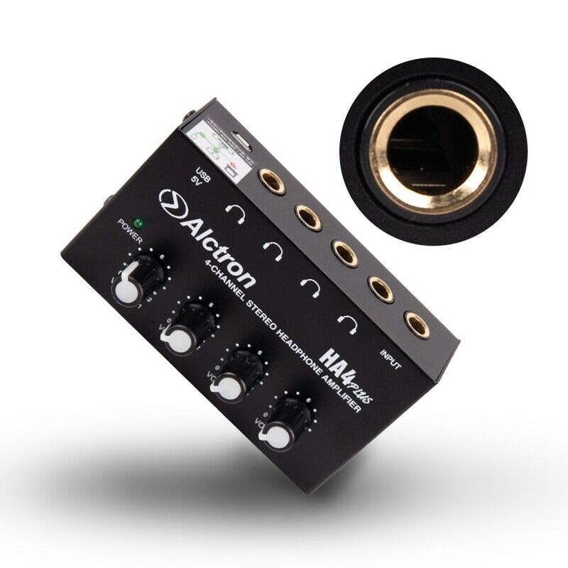 Alctron 4-Channel Portable Stereo Headphone Amplifier Mini Earphone Splitter AU2