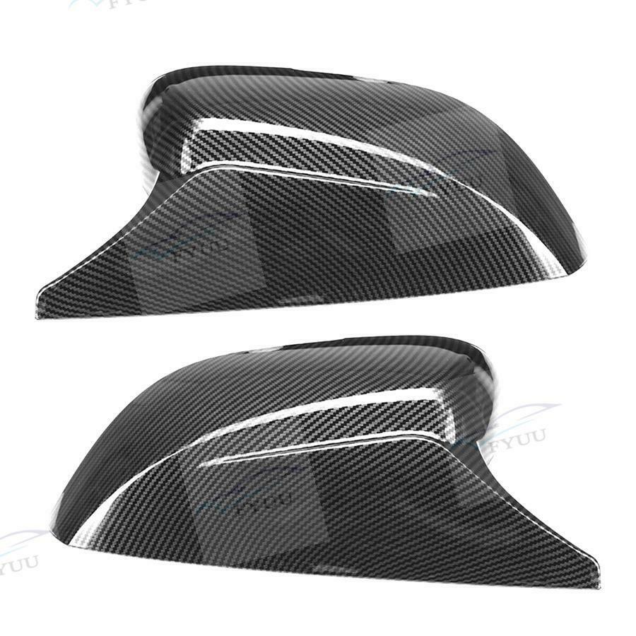 Pair Carbon Fiber Look ABS Mirror Cover Cap For INFINITI Q50 Q70 2014-21 Add On