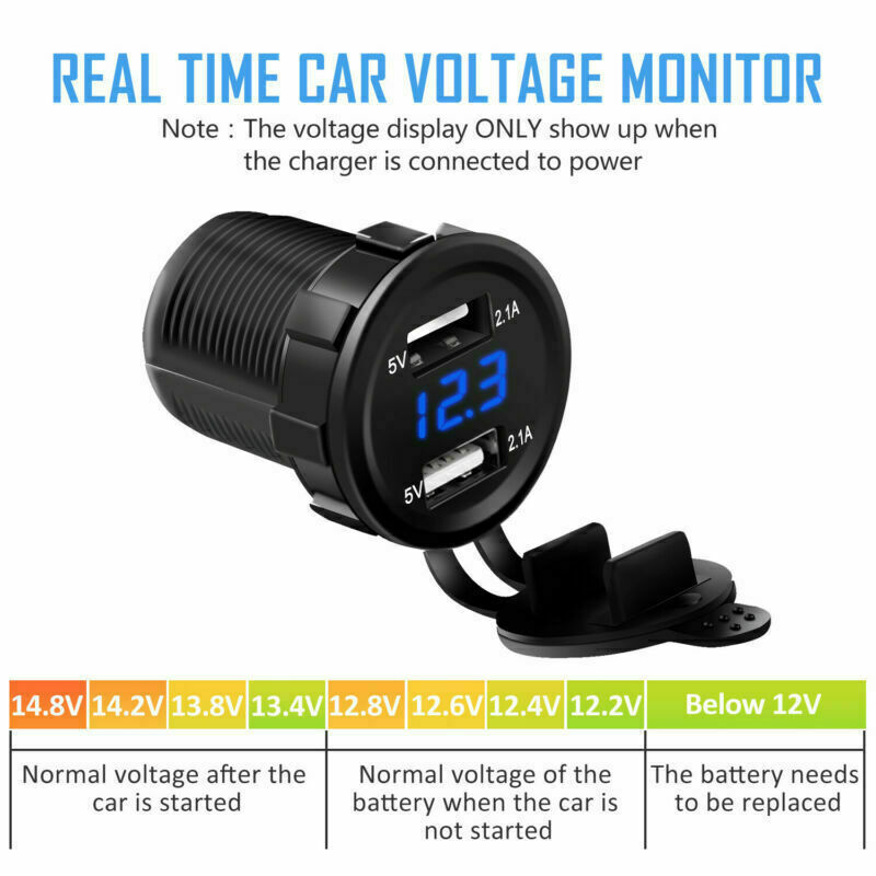 5V 4.2A Dual USB Port Charger Socket Outlet Waterproof LED for Car Motorcycle