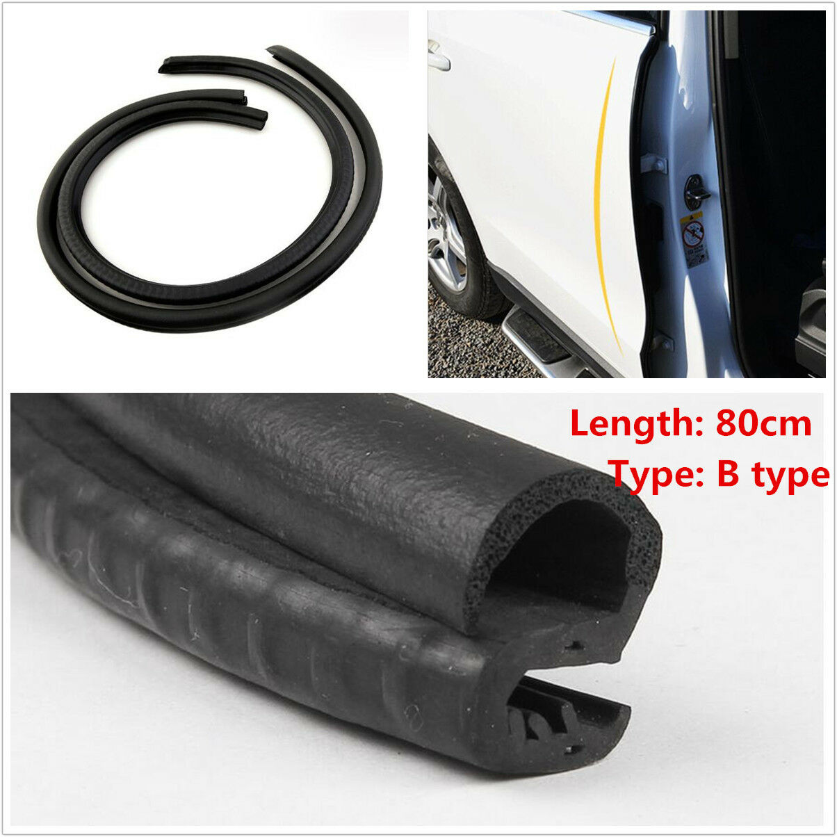 2 pcs B Pillar Moulding Trim Rubber Strip Car Door Scratch Protector Edge Guard