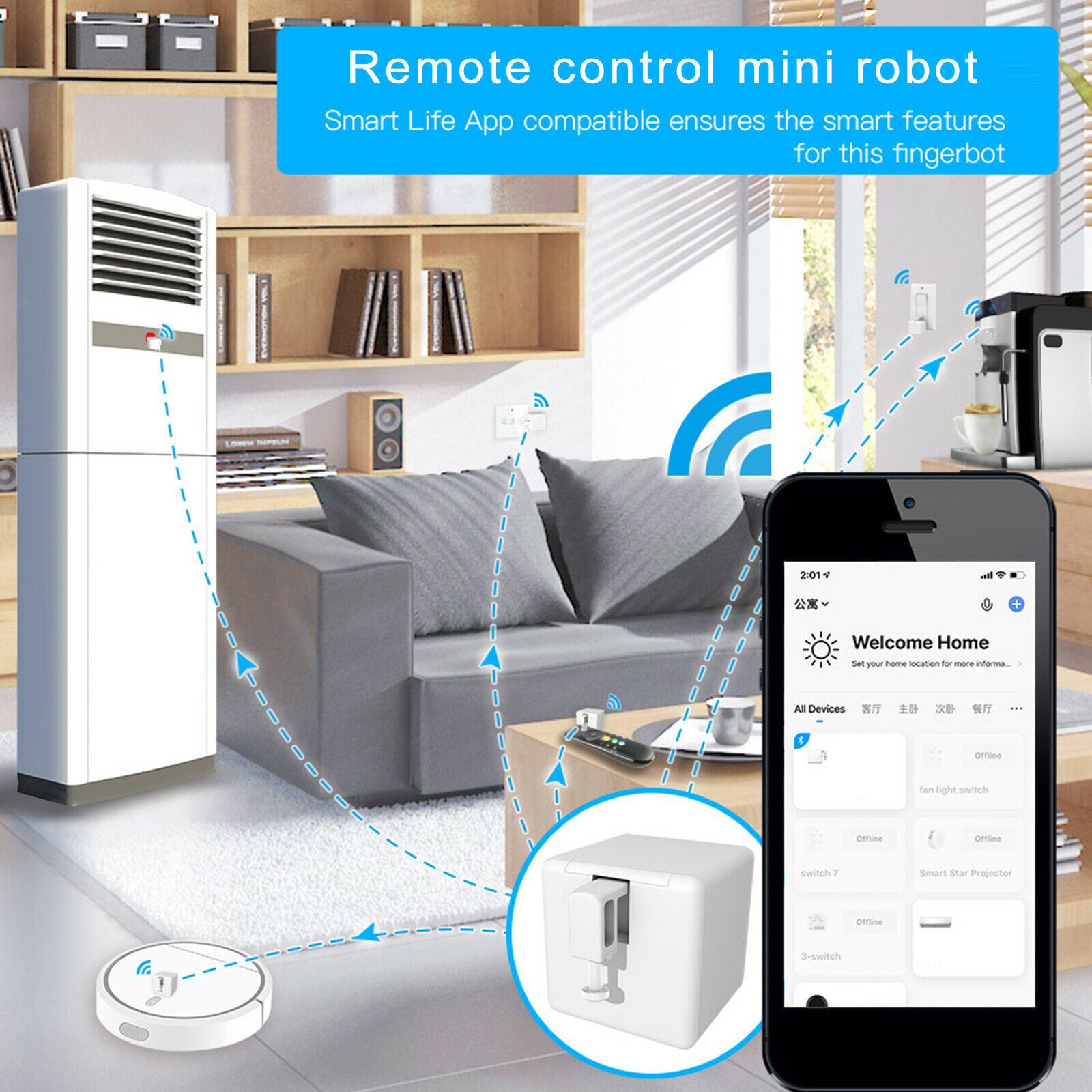 Timer Control Smart Switch Button Pusher No Wiring for Google Assistant