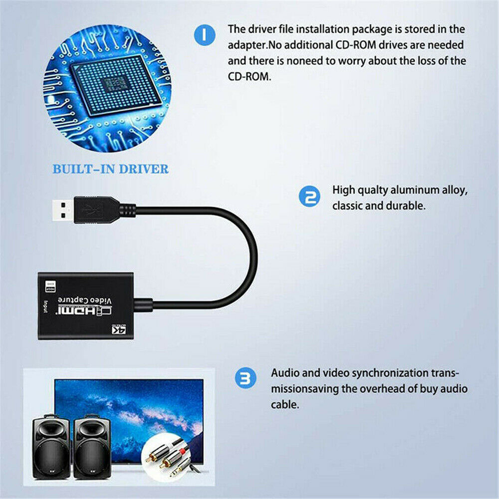 For HD 1080P 4K HDMI To USB3.0 Video Capture Card Dongle For Live Streaming Game