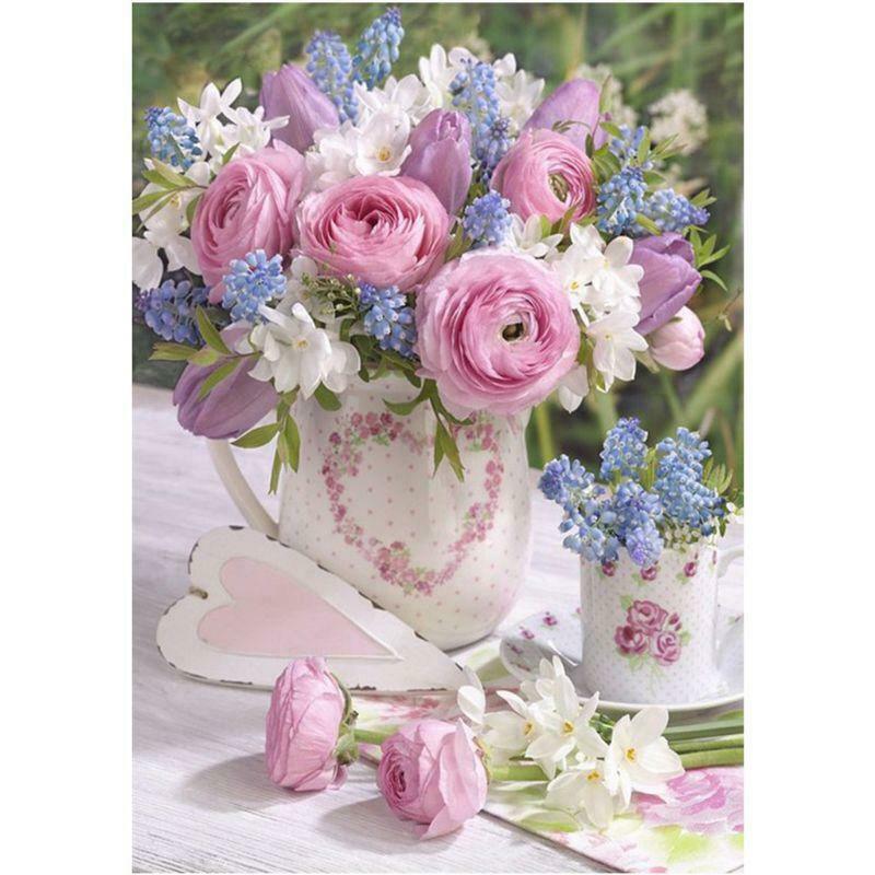 Flowers DIY 5D Full Drill Diamond Painting Embroidery Cross Stitch Kit  Home