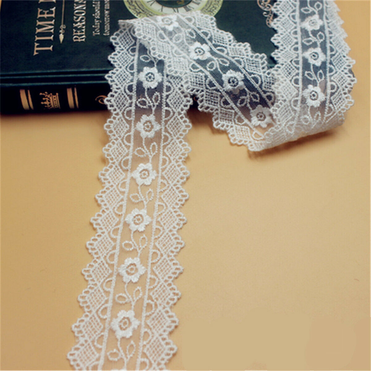 2 Yards White Embroidery Floral Cotton Trim Lace Edge Trims Craft Sewing Ribbon