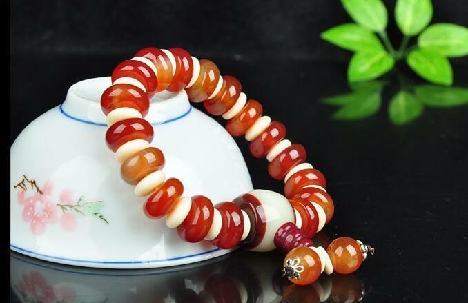 Fashion hand-knitted natural agate chalcedony beads elastic bracelets bracelets