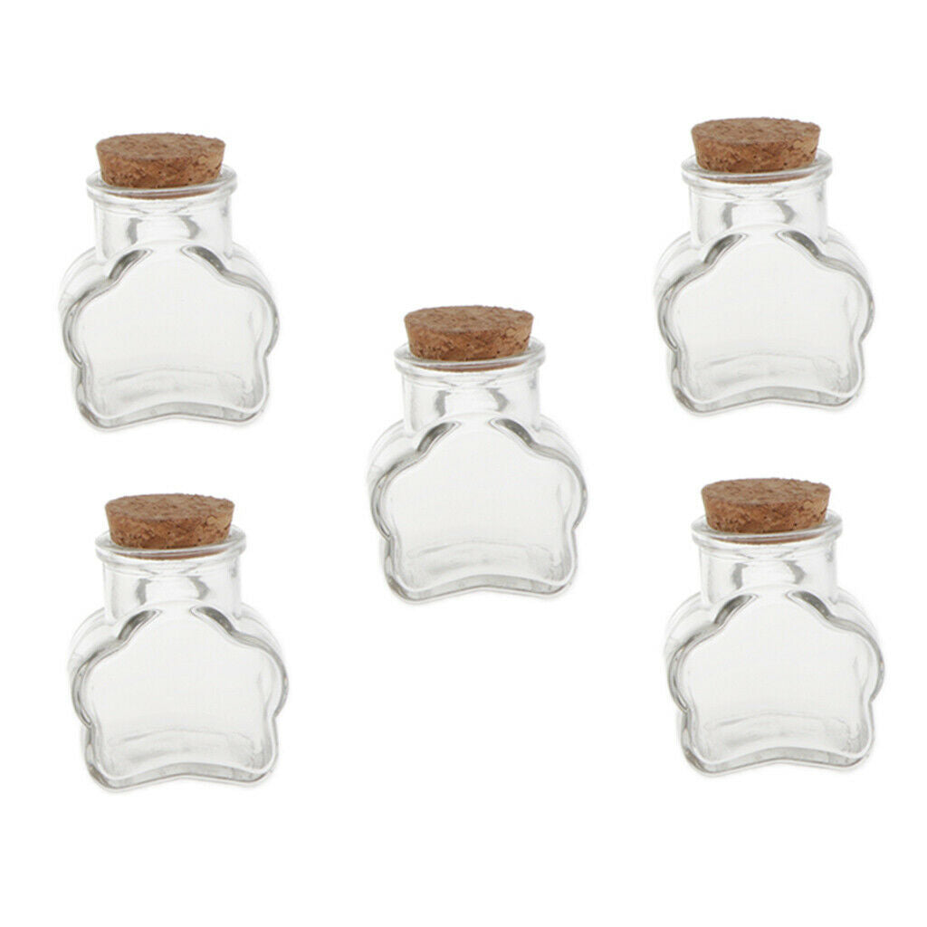 5 Pieces Mini Cork Stoppers DIY Decor Glass Bottle Wishing Vials Plum Flower