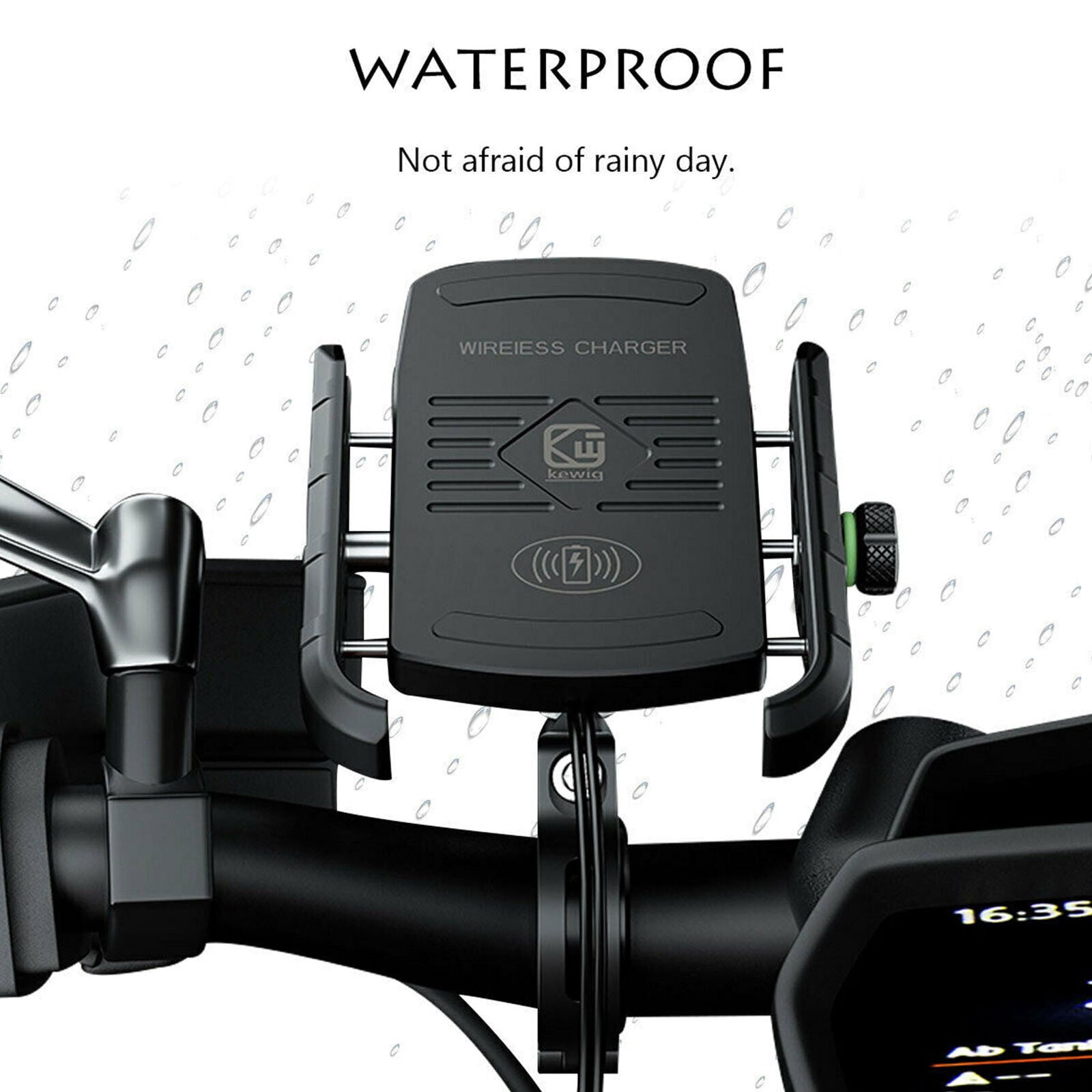 15W Fast Charger Qi Wireless Charger Aluminium Motorcycle Phone Holder