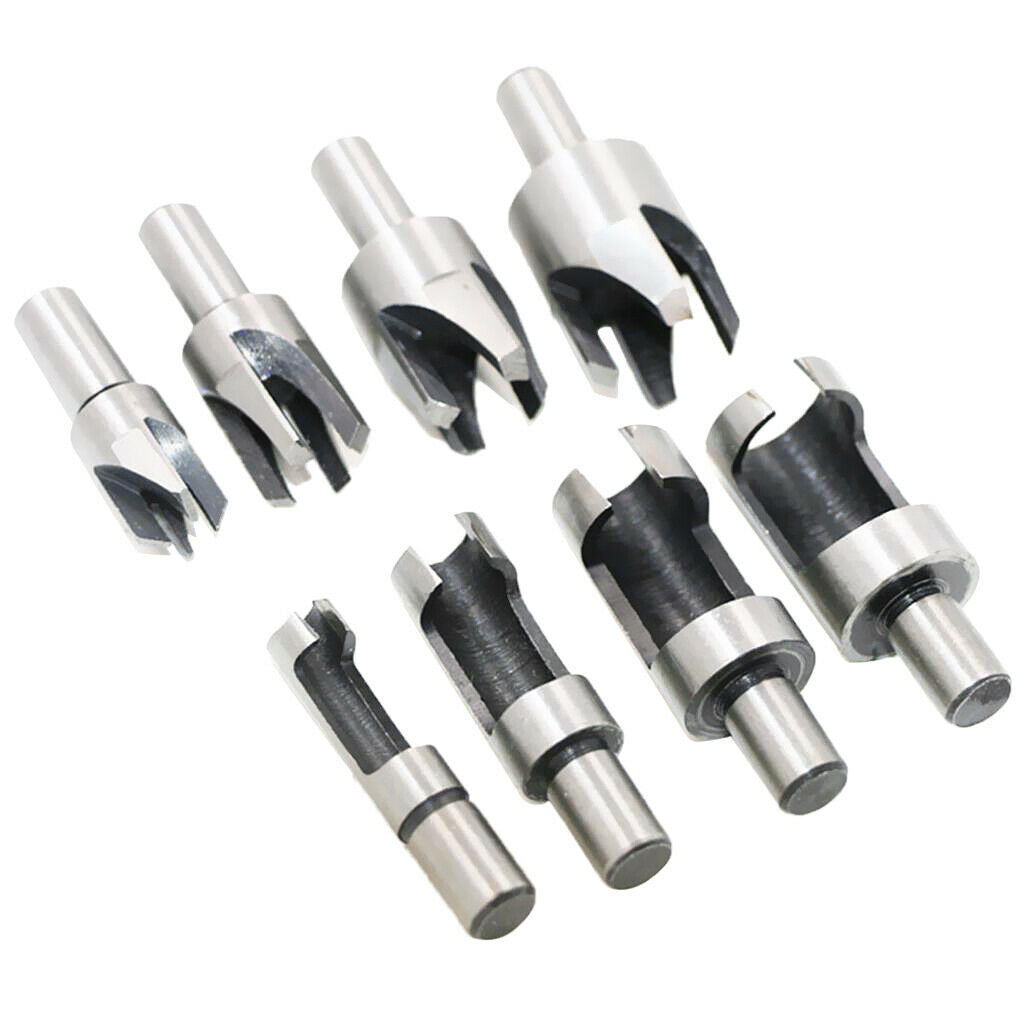 8PCS Carpentry Wood Plug Cutter Straight and Tapered Claw Type Drill Bit Kit