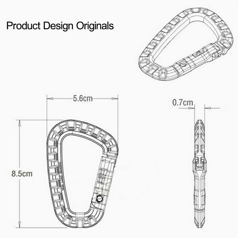 5pcs Outdoor Carabiner D-Ring Key Chain Clip Hook Camping Plastic Buckle EBBDAU